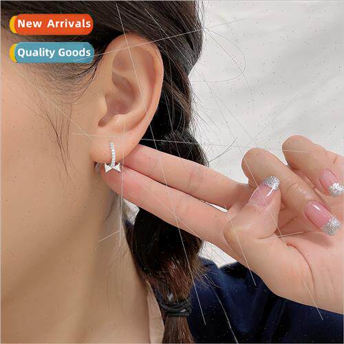 Zirconia bow ear buckle earrings Korea compact wind sweet si