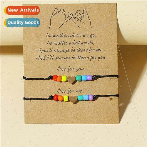 New love heart peach heart rice beads bracelet creative vers