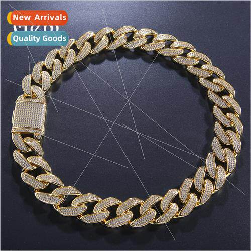 Hip Hop Hundred 2cm Wide Zirconia Cuban Necklace Bracelet Se
