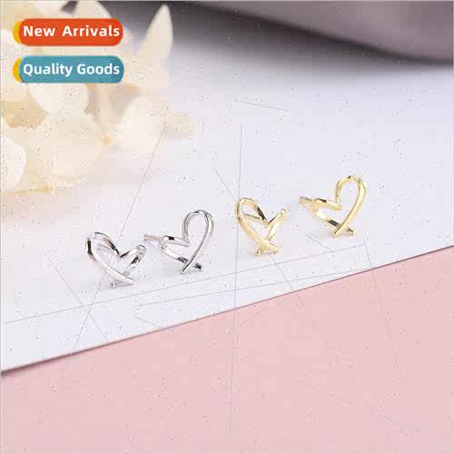 s925 silver earrings Korea love sweet heart-shaped earrings