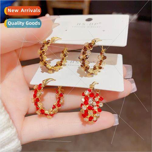 retro floral zirconia earrings delicate beauty Lad fashion e