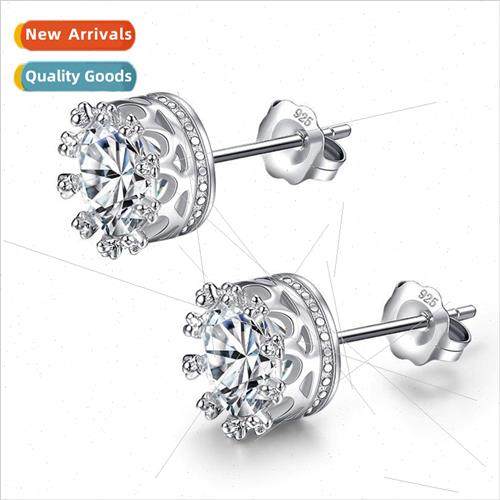 S925 silver earrings crown fashion Korea tide earrings Europ