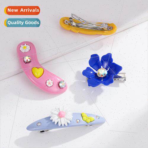 INS summer fashion versatile candy color resin inlaid diamon