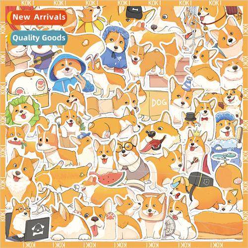 50 sheets cute corgi dog stickers waterproDIY decoration han