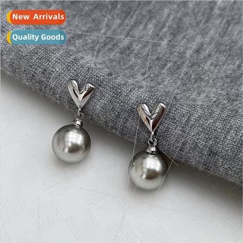 che metal love heart pearl earrings female niche retro simpl