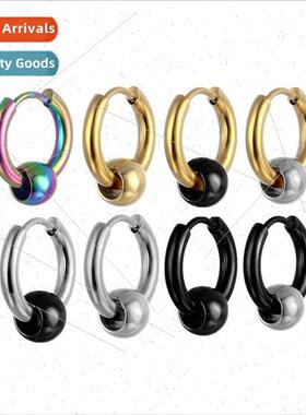Korea Quan Zhilong earrings men single simple tanium steel e