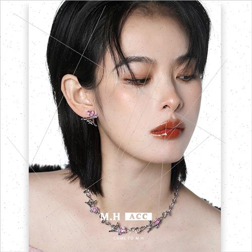 Pink Zirconia Butterfly Earrings che Earrings mple Sweet Coo