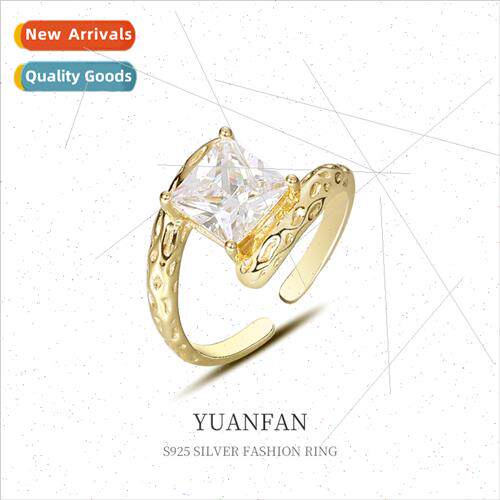 925 silver zirconia textured ring women niche Europe vintage