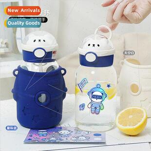 straw glass cup convenient water astronaut new children