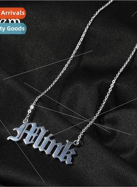 925 lver Cut Letter Necklace DIY Font Name Pendant Necklace