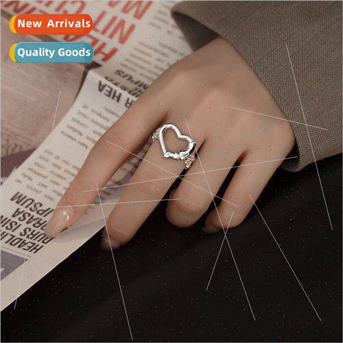 Copper plated love heart peach heart shaped chain ring femal