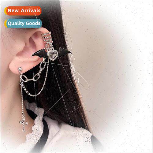 Punk Hottie Earrings Earrings Clip All-in-One Heart Rhinesto