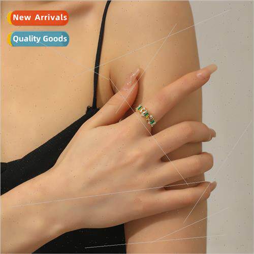 Colorful Zirconia Irregular Opening Adjustable Ring che ins