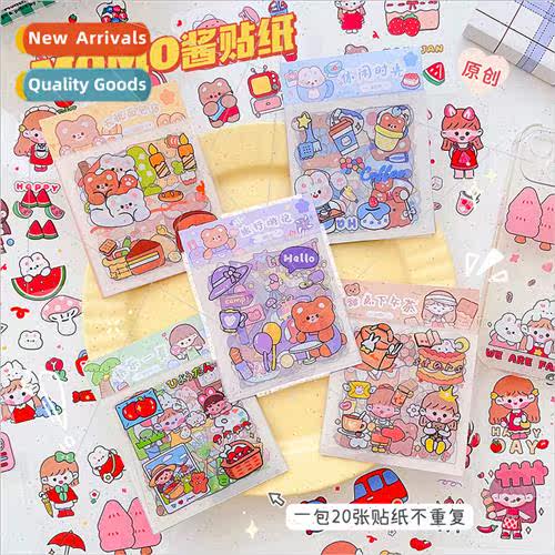 Handbook stickers cute girl PET waterprostickers handbook de