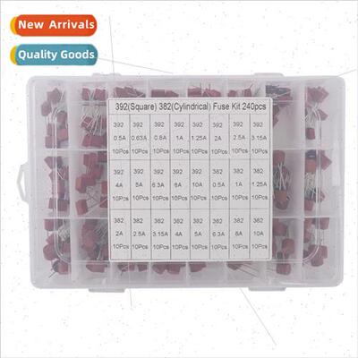 240PCS 392 382 Fuse K Square Round 250V Slow Blow T 0.5A-10A