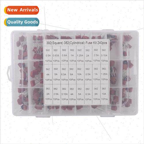 240PCS 392 382 Fuse K Square Round 250V Slow Blow T 0.5A-10A
