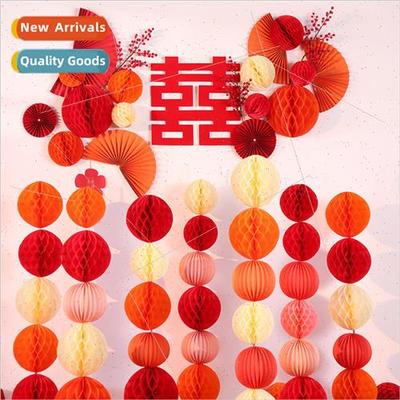 women bedroom background wall honeycomb lantern ball wedding