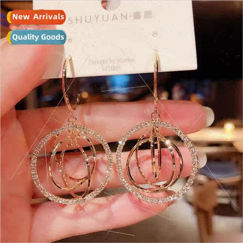 925 silver needle new Korea cold wind circle earrings female
