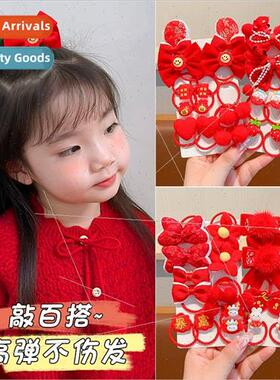 Girls red rubber bhair accessories baby cloth hair tie head