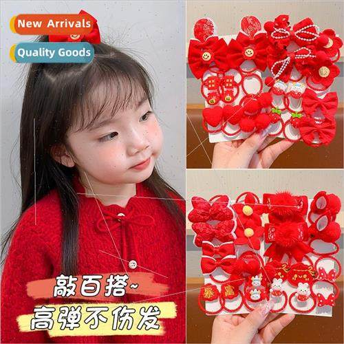 Girls red rubber bhair accessories baby cloth hair tie head
