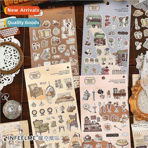-adhesive stickers cute vintage flowers handbook DIY materia