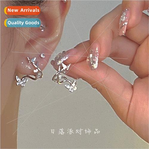 Stardust bow zirconia ear clips female niche fashion ear jew