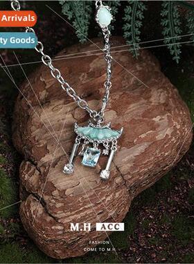 Light Blue Crystal Palace Necklace适用Women Vintage New Chin
