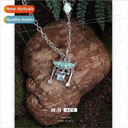 Light Blue Crystal Palace Necklace适用Women Vintage New Chin