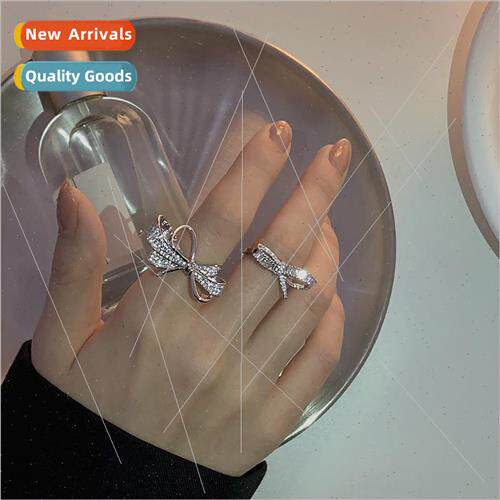 zirconia bow ring female fashion open index finger ring ins