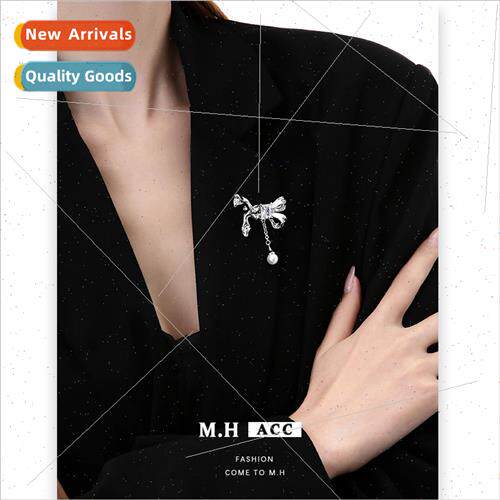 Ink drop oil bow brooch female pearl fashion corsage sweet c
