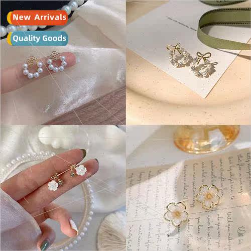 Korea girls wreath earrings shell rhinestone pearl simple wi