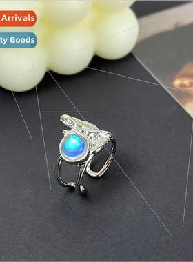 Irregular ring ins female opening niche inlaid moonstone col