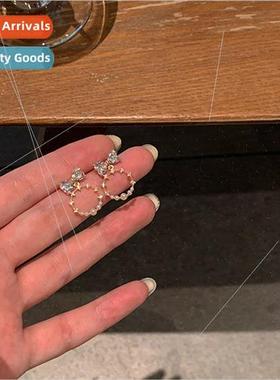 spring bow earrings 2023 new tide earrings female whout ear