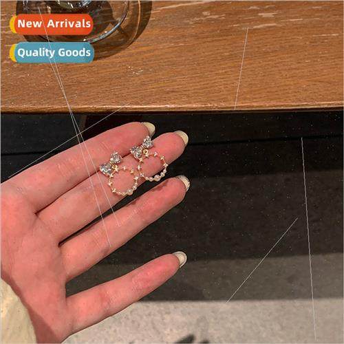 spring bow earrings 2023 new tide earrings female whout ear