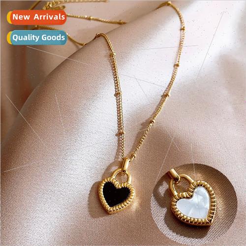 Reversible Black Peach Heart Necklace Women che 2023 New Nec