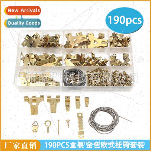 Photo frame hooks wall hanging wire rope set 190PCS gold Eur
