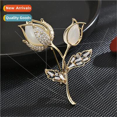 Double head rose flower brooch women elegant corsage su coat