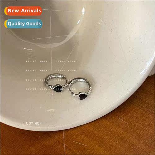 Retro niche earrings black love drop glaze earrings sweet co