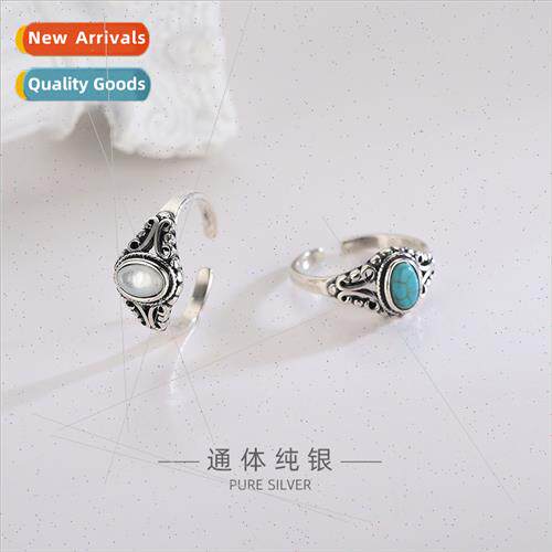 s925 silver inlaid turquoise ring vintage thai silver craft