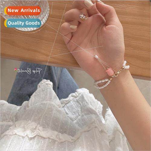 Romantic flowers pearl beaded double layer bracelet 2023 sum