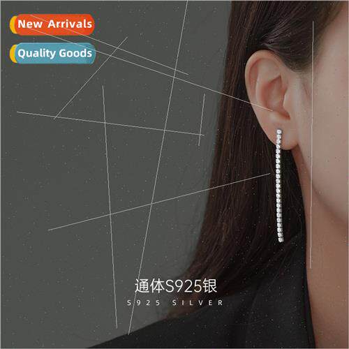 S925 silver Koreaa word row diamond earrings female simple f