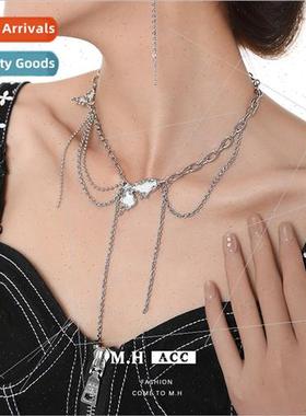 Whe Zirconia Butterfly Necklace Women che Stacking Irregular