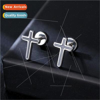 Tanium steel cross earrings male stainless steel earrings fe