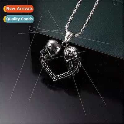 Europe Vintage Punk Double Skull Hip Hop Tanium Steel Pendan