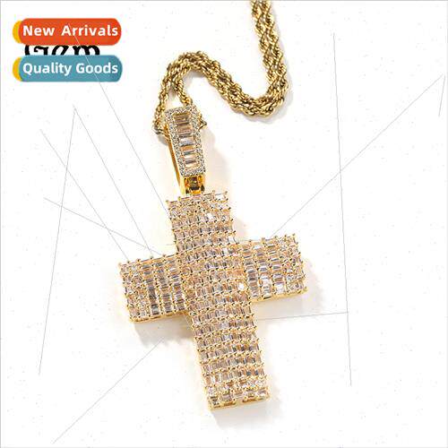 Europe hip-hop new square zirconia full diamond cross pendan