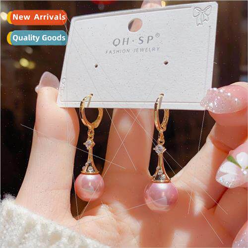 Fashion mple Celebry Pearl Long Earrings Buttons Hundred Ear