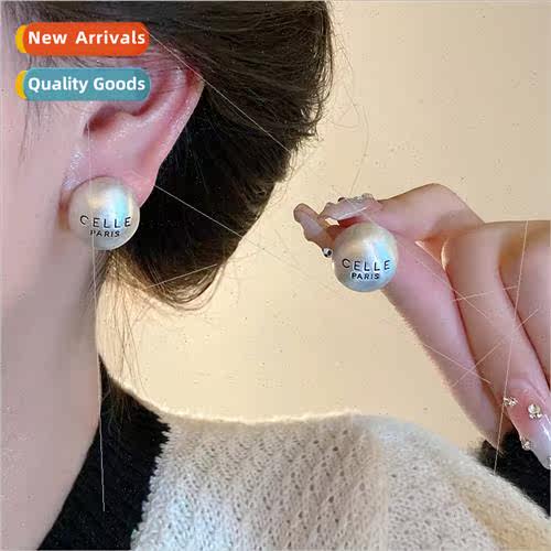 S925 silver pin female frosted brushed gold pea earrings nic