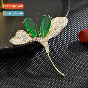 Pins green brooch women elegant flowers lilies su corsage ac