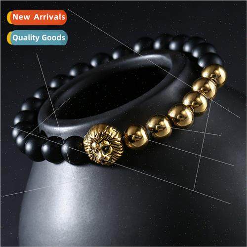 Europe new fashion alloy lion head beads bracelet men beaded