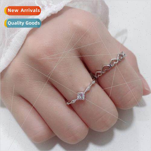 Love niche open ring female simple Korea heart heart connect
